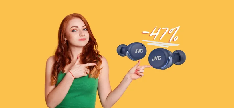 Auricolari wireless JVC: cancellazione rumore e 21h di autonomia (-47%)