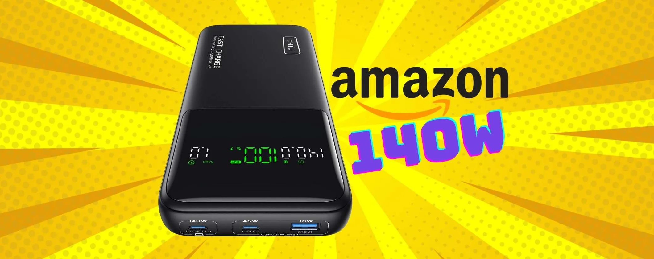 Power Bank INIU da 27000mAh e potenza di 140W per ricaricare di tutto
