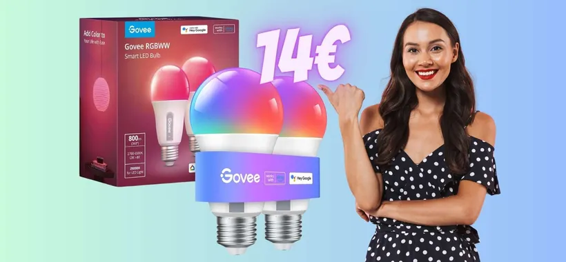2 lampadine smart multicolore con comandi vocali a 14€ su Amazon