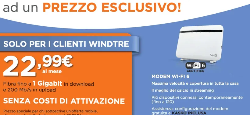 WINDTRE SuperFibra: ora da 22,99 euro al mese!