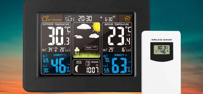 Solo 10€ per l'elegante stazione meteo con sensore (-63%)