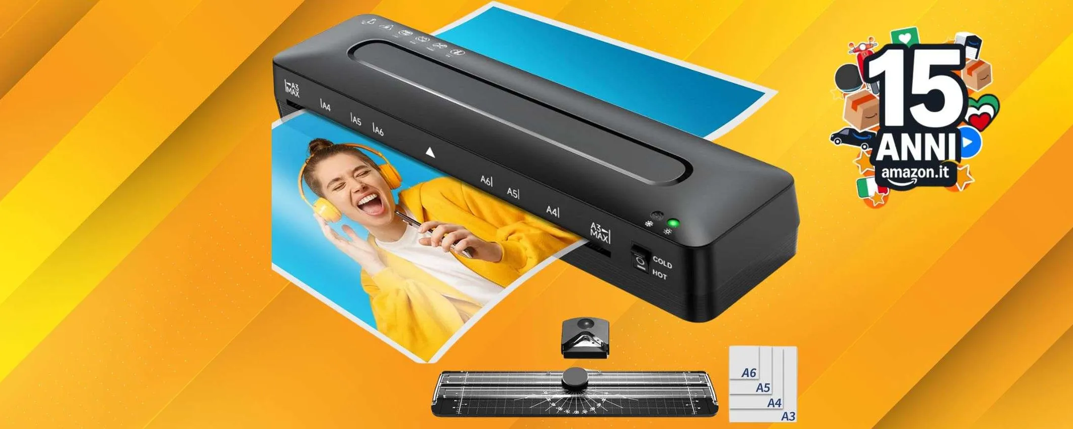 Plastificatrice 5-in-1 in doppio sconto Amazon con coupon