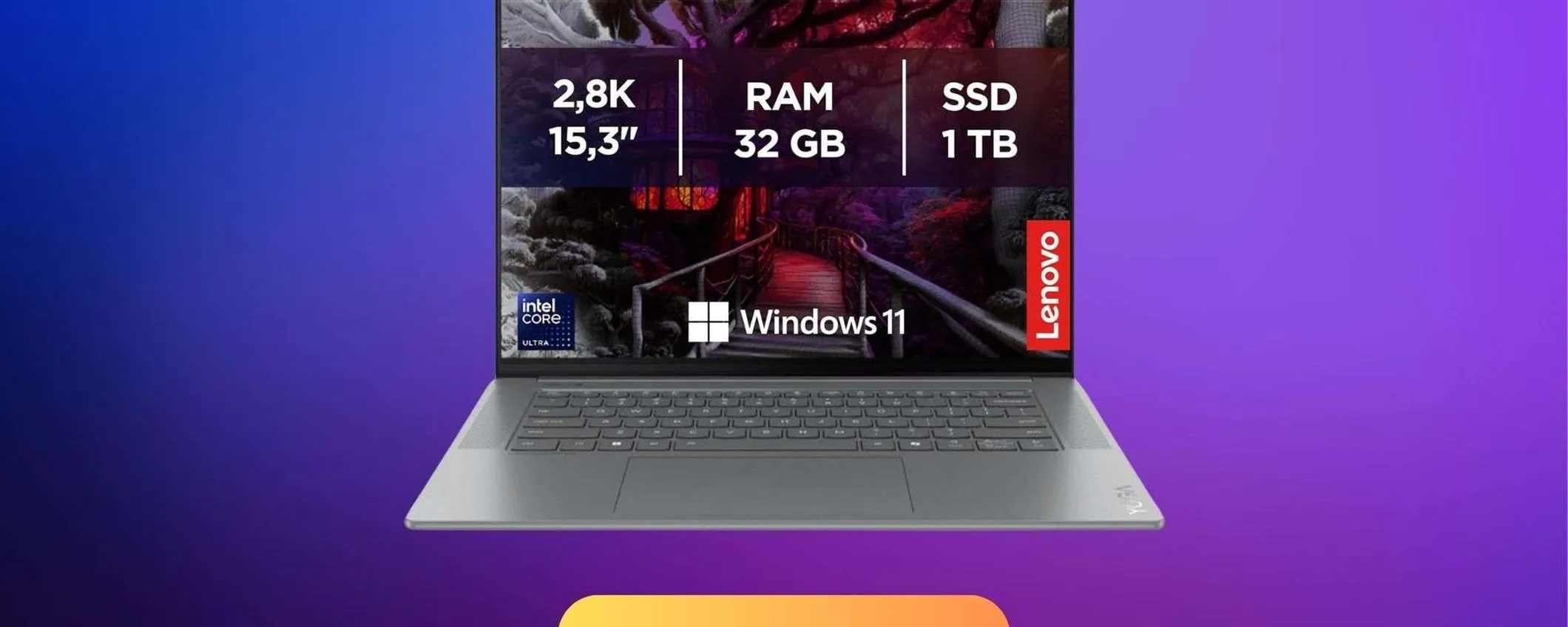 Lenovo Yoga Slim 7i Aura Edition in offerta:  Intel Core Ultra 7, 32 GB RAM e SSD 1 TB