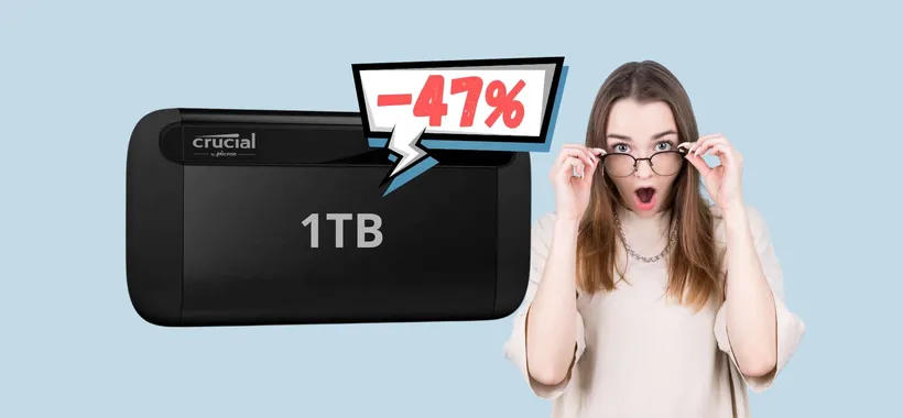Crucial X8: SSD portatile da 1TB VELOCISSIMO a prezzo SHOCK (-47%)