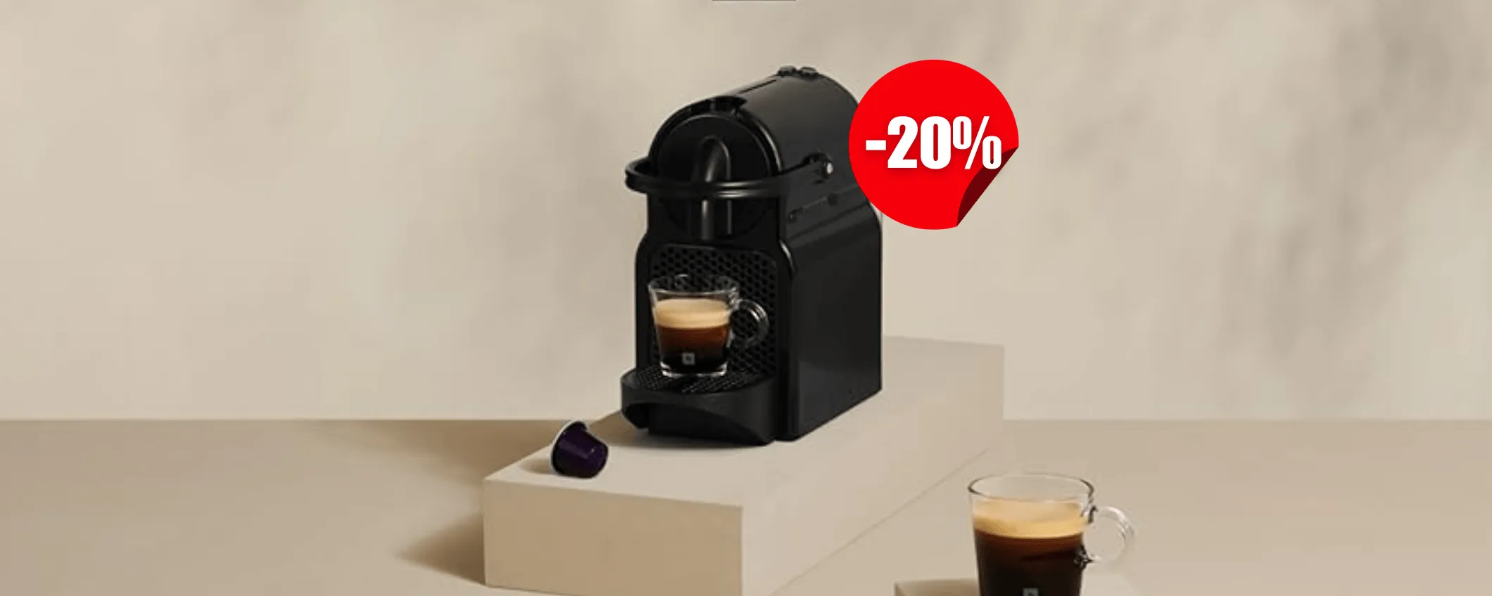 Nespresso Inissia scontata del 20% e non solo: 90€ di caffè in REGALO