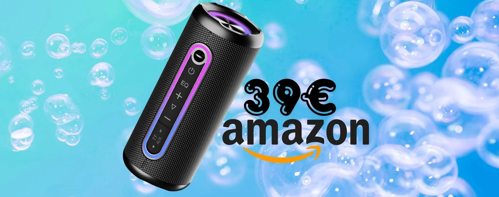 Cassa Bluetooth piccola, potente e impermeabile con 24h di audio (39€)