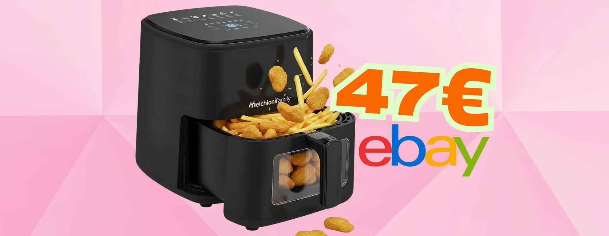 Friggitrice ad aria Melchioni da 5L e 7 programmi: piatti gustosi con zero grassi a 47€