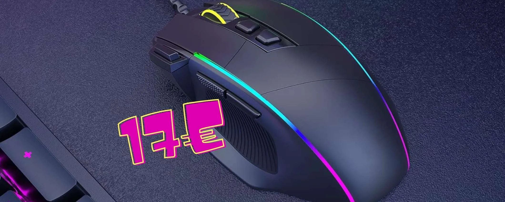 Mouse da Gaming ergonomico, con 8 pulsanti e illuminazione RGB a soli 17€