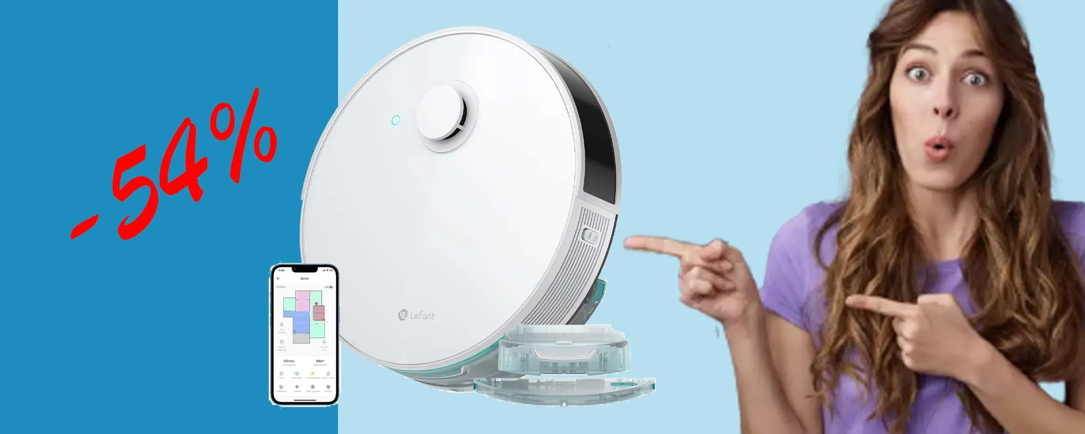 Robot LEFANT N3 aspira e lava POTENTISSIMO, prezzo WOW (-54%)