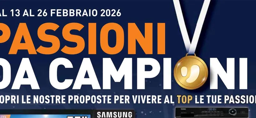 Volantino Unieuro, sconti da medaglia d'oro con la promo "Passioni da campioni"