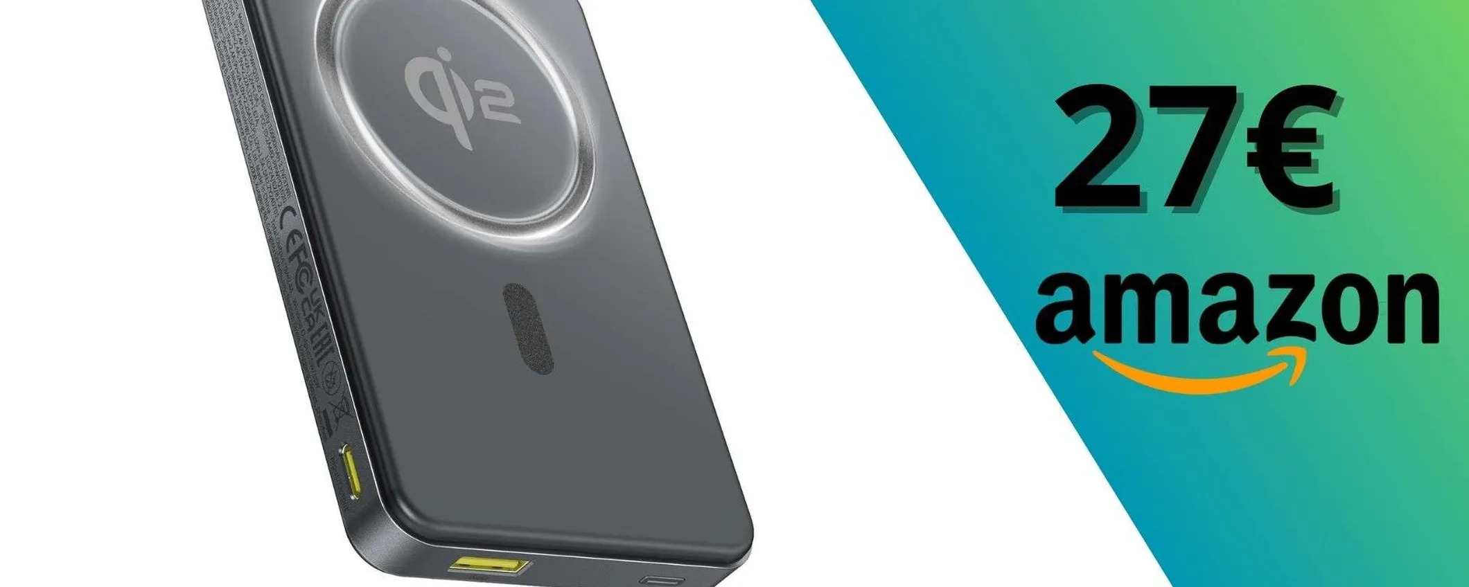Power bank con MagSage per iPhone, DOPPIO SCONTO clamoroso: lo paghi solo 27€