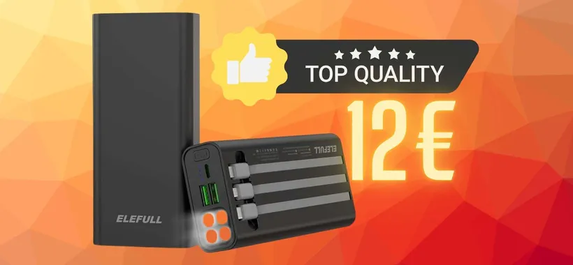 Power Bank da 26800 mAh con cavi integrati e luce LED a 12€