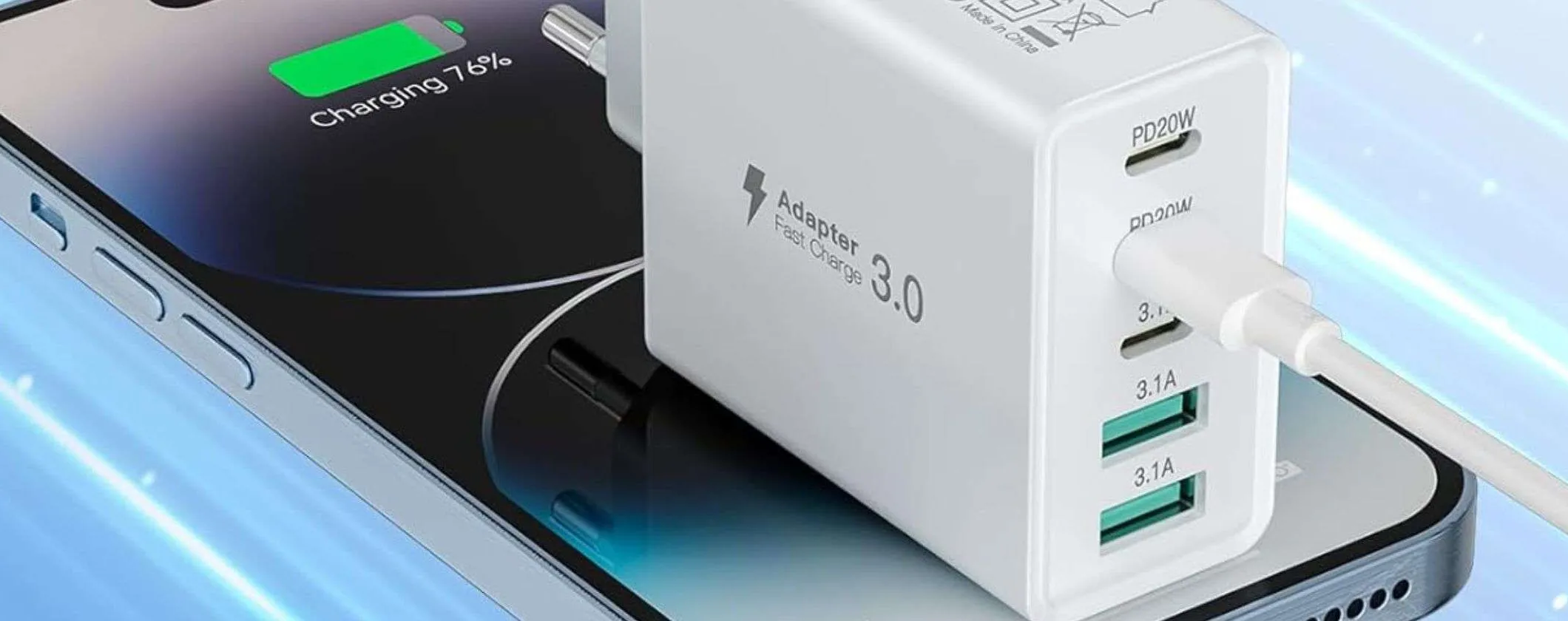Caricatore USB C da 50W con 5 porte a 10,69€: un affare imperdibile