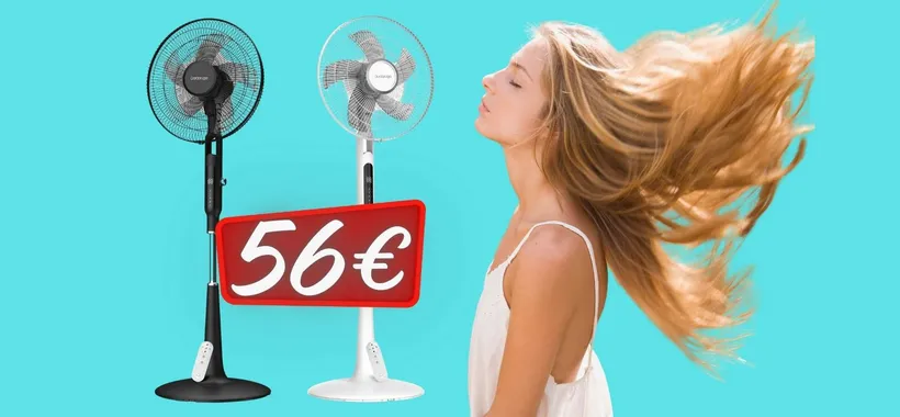Ventilatore a piantana con display touch e telecomando incluso (solo 56€)