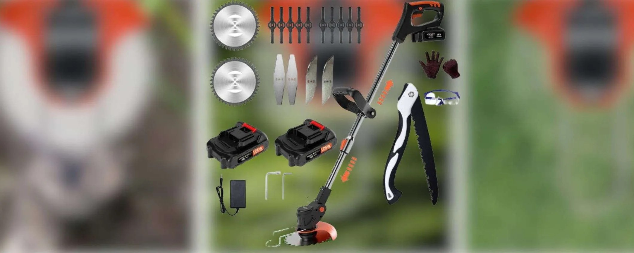 Giardino sempre in ORDINE: decespugliatore, 2 batterie e accessori a 63€