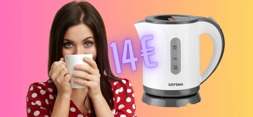 Bollitore elettrico compatto con filtro per scaldare l'acqua in un attimo (14€)