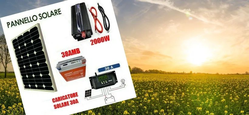 Kit fotovoltaico con ACCUMULO e inverter 2000W: elettricità GRATIS (155€)