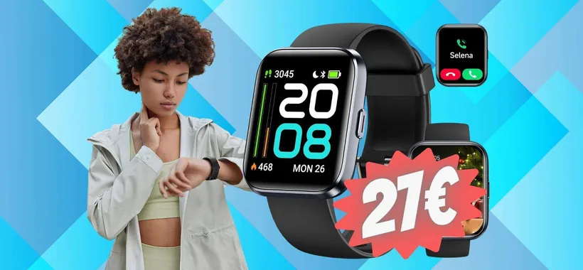 Smartwatch con Alexa e microfono per chiamate a SOLI 27€, WOW