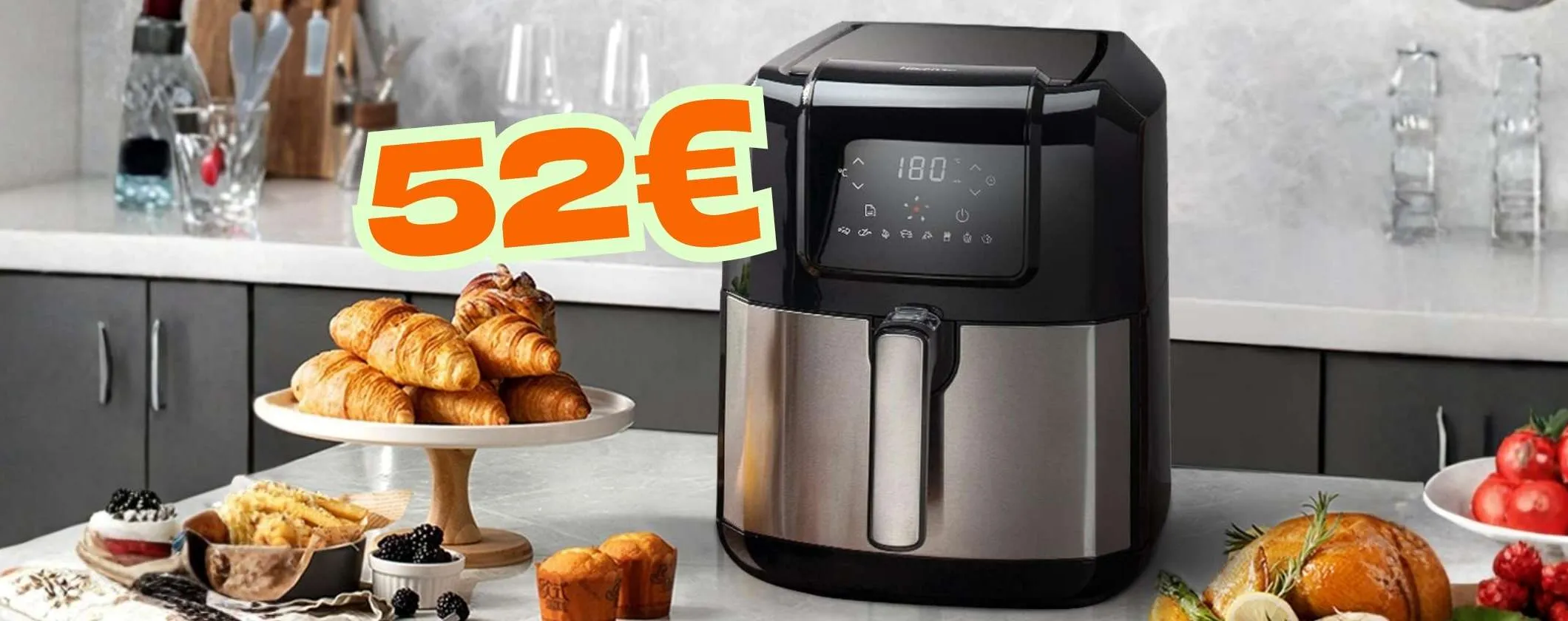 Friggitrice ad aria Hisense da 5L con 8 programmi e display touch a soli 52€