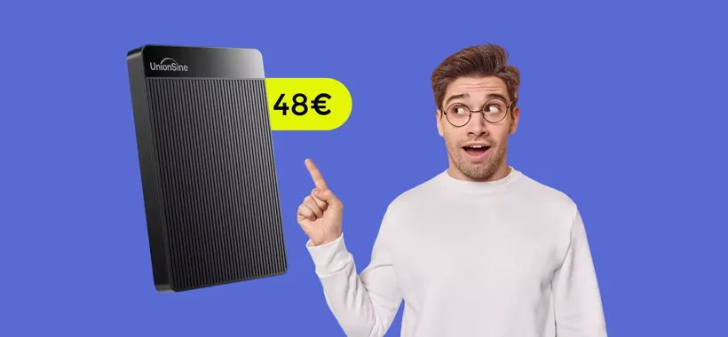 Hard disk esterno 1TB: è velocissimo, lo porti a casa con soli 48€