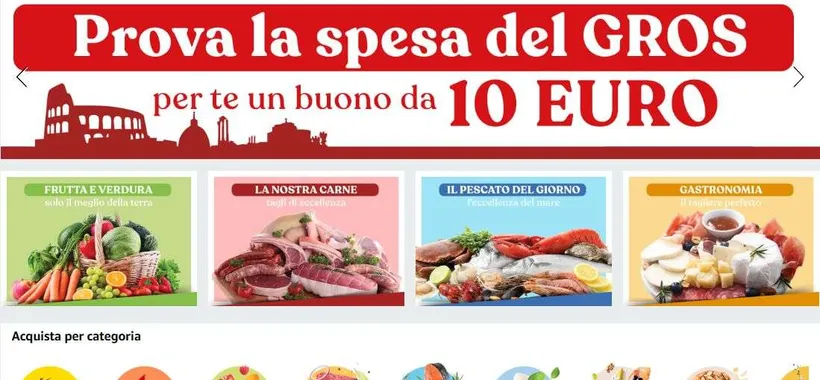 Spesa online a Roma, accordo Amazon-Gros: oltre 10mila prodotti disponibili