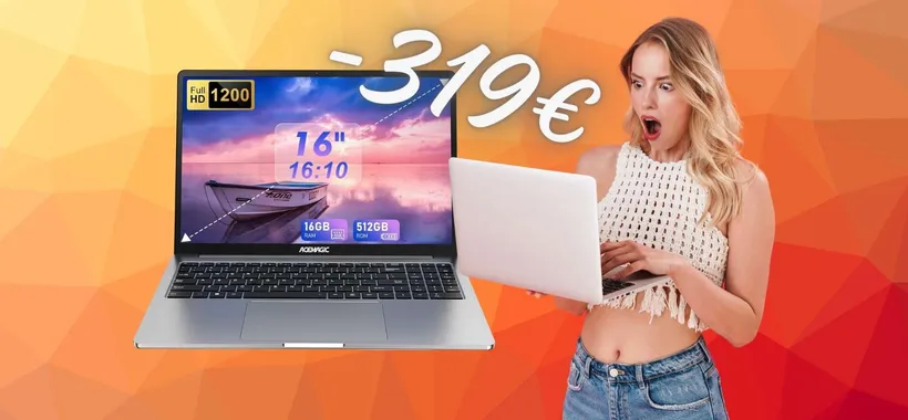 Notebook da 16" FHD con 16GB di RAM e SSD da 512 GB a 319€ in MENO