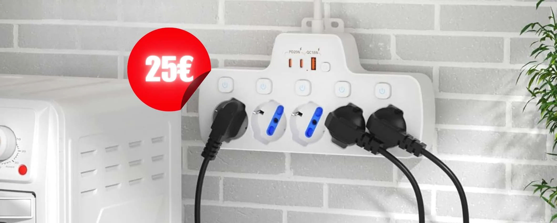 Geniale multipresa che ti salva dal CAOS: 25€ per 8 entrate smart