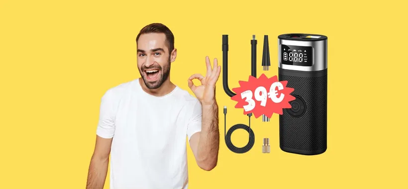 Mini compressore portatile con SUPER batteria a SOLI 39€