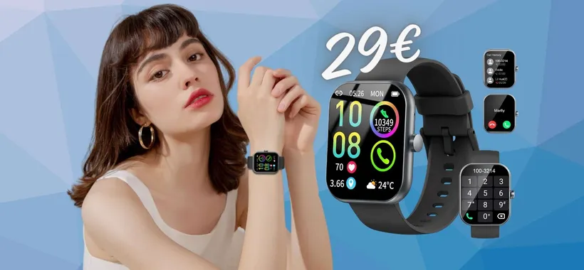 Smartwatch con altoparlante per le chiamate e 113 modalità sport tuo a 29€