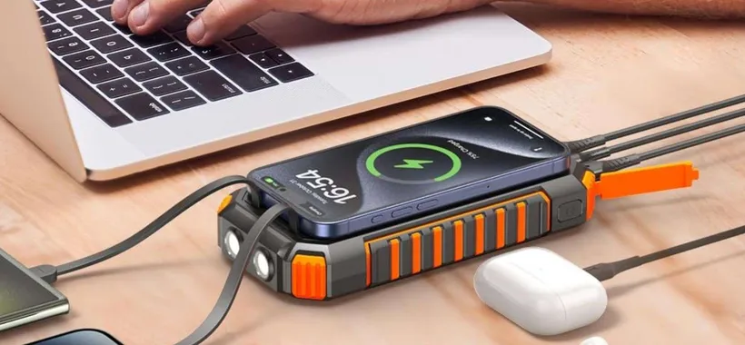 Power bank POTENTISSIMO (27.000mAh) con ricarica wireless e solare in DOPPIO SCONTO