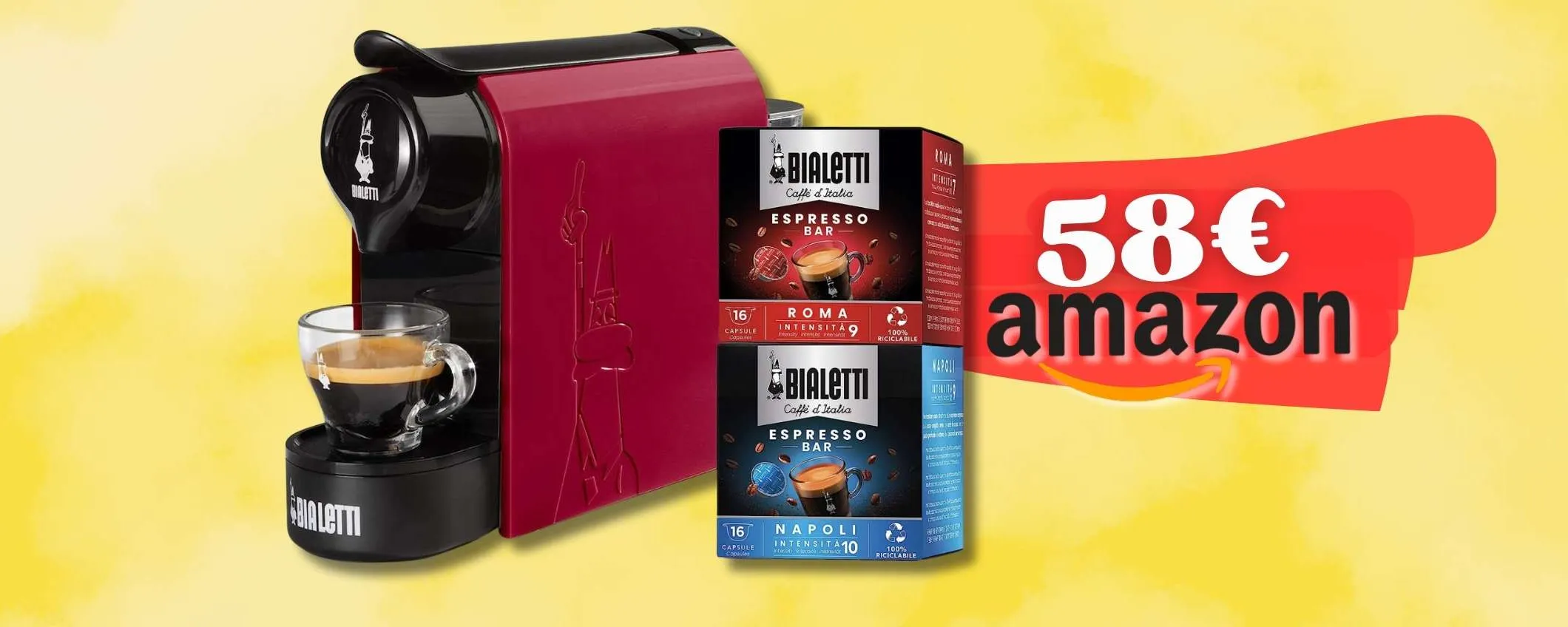 Bialetti Gioia: macchinetta + 32 capsule a casa tua con 58€, occasione
