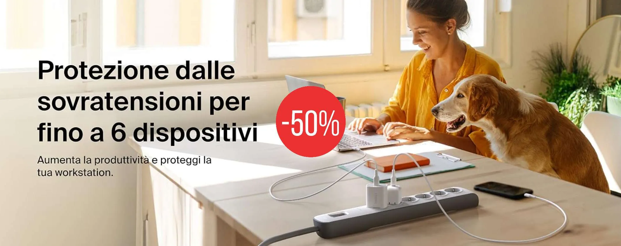 Sicurezza e risparmio! Ciabatta Belkin con 6 prese protette a soli 14€ (metà prezzo)
