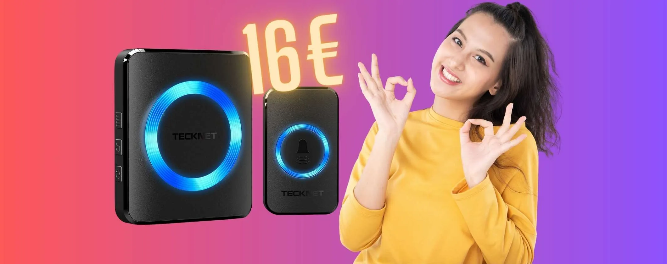 Campanello wireless con 60 melodie e raggio d'azione di 400m a soli 16€