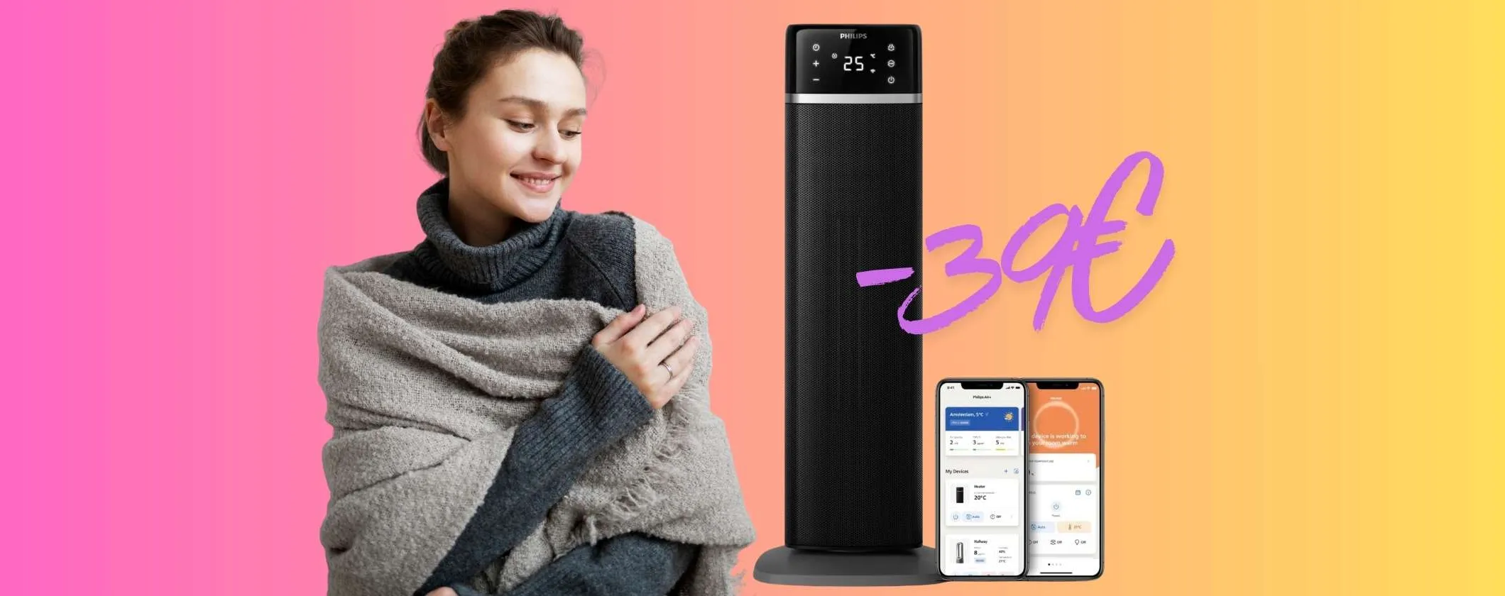 Termoventilatore a torre Philips: consumi ridotti, caldo eccezionale e prezzo mini