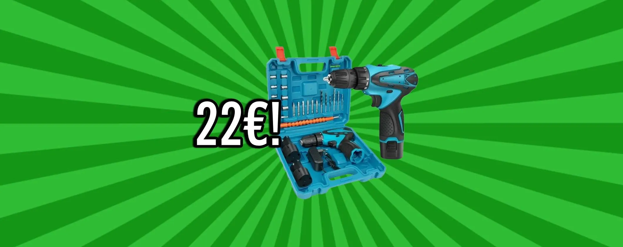 Trapano Avvitatore con Doppia Batteria e 24 Accessori a soli 22€ su eBay