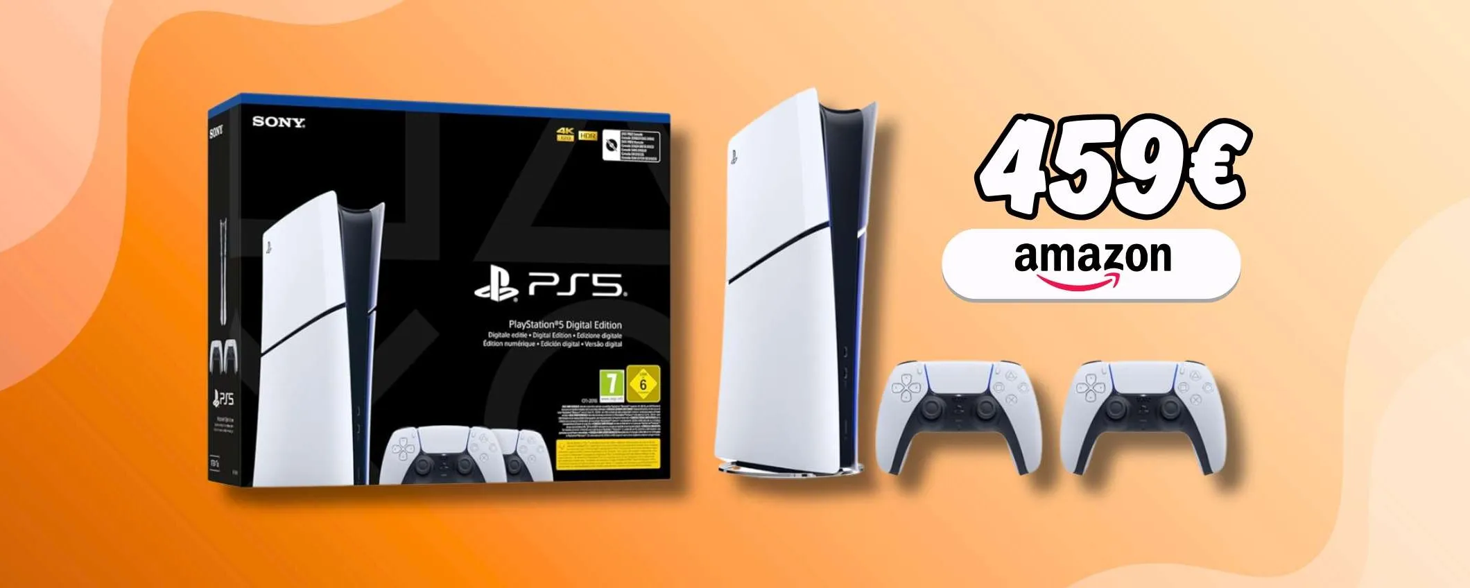 PlayStation 5 Digital + 2 DualSense in sconto su Amazon (-18%)