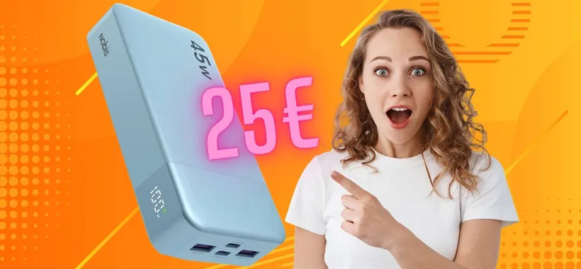 Energia infinita con questo Power Bank da 45W e 20000mAh a soli 25€