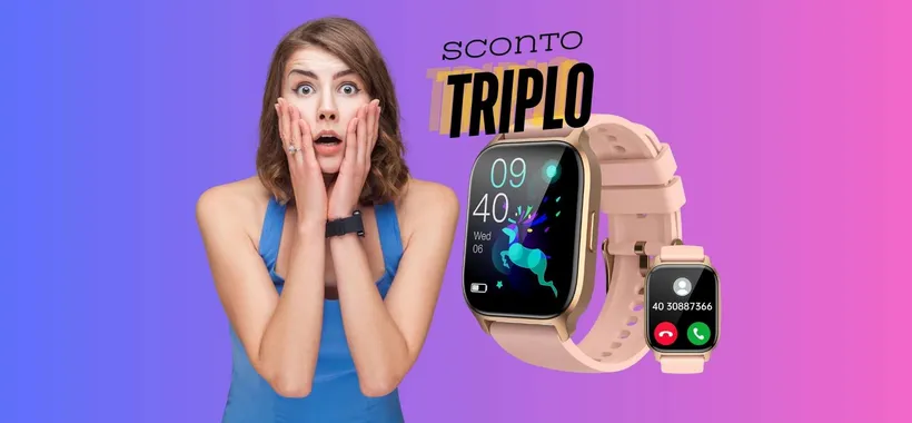 Smartwatch con oltre 112 profili sport e microfono per chiamate (16€)
