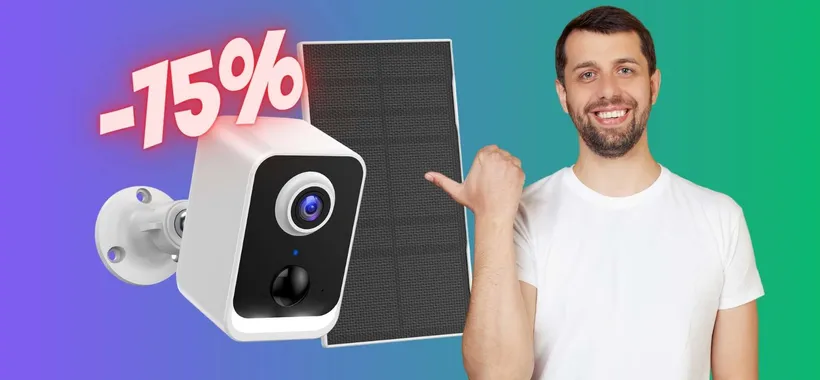 Videocamera di sorveglianza con pannello solare in SCONTO del 75%