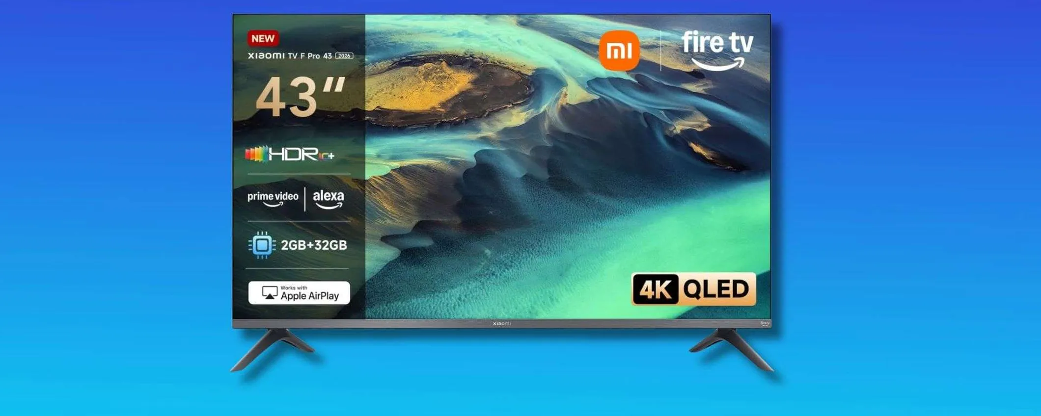Xiaomi TV F Pro 43 a 299€: smart QLED 4K con Fire OS e HDR10+ in sconto del 21%