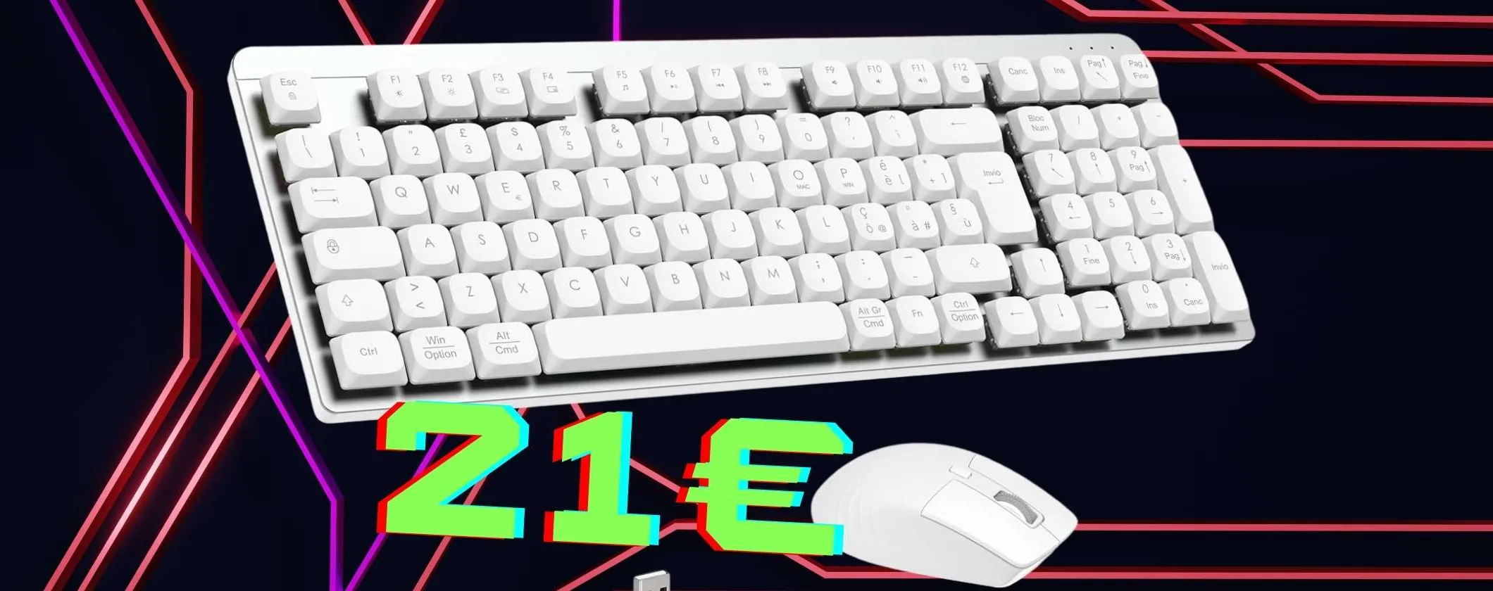 Tastiera meccanica e mouse wireless a soli 21€ su Amazon, affare vero
