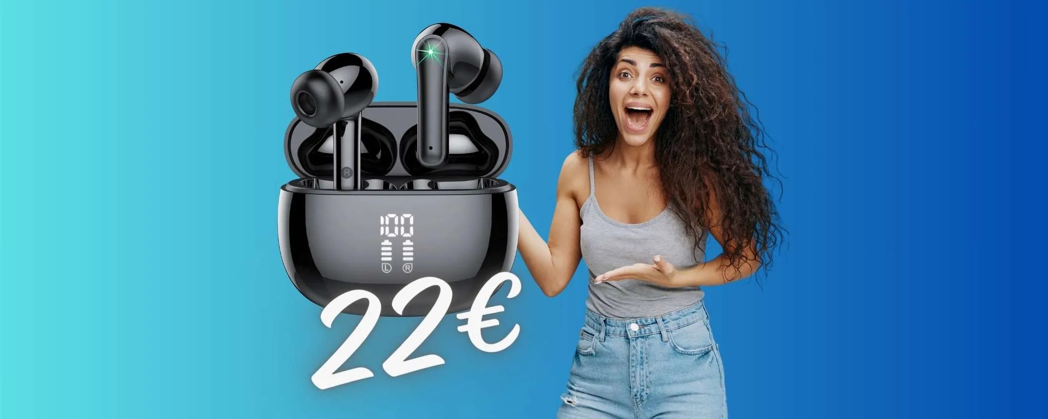 Cuffiette Bluetooth impermeabili, con 48h di suono a SOLI 22€ (-71%)