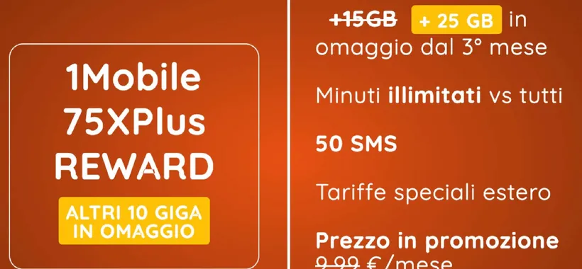 1Mobile: promo con 100GB a 7,99€ al mese per tutti