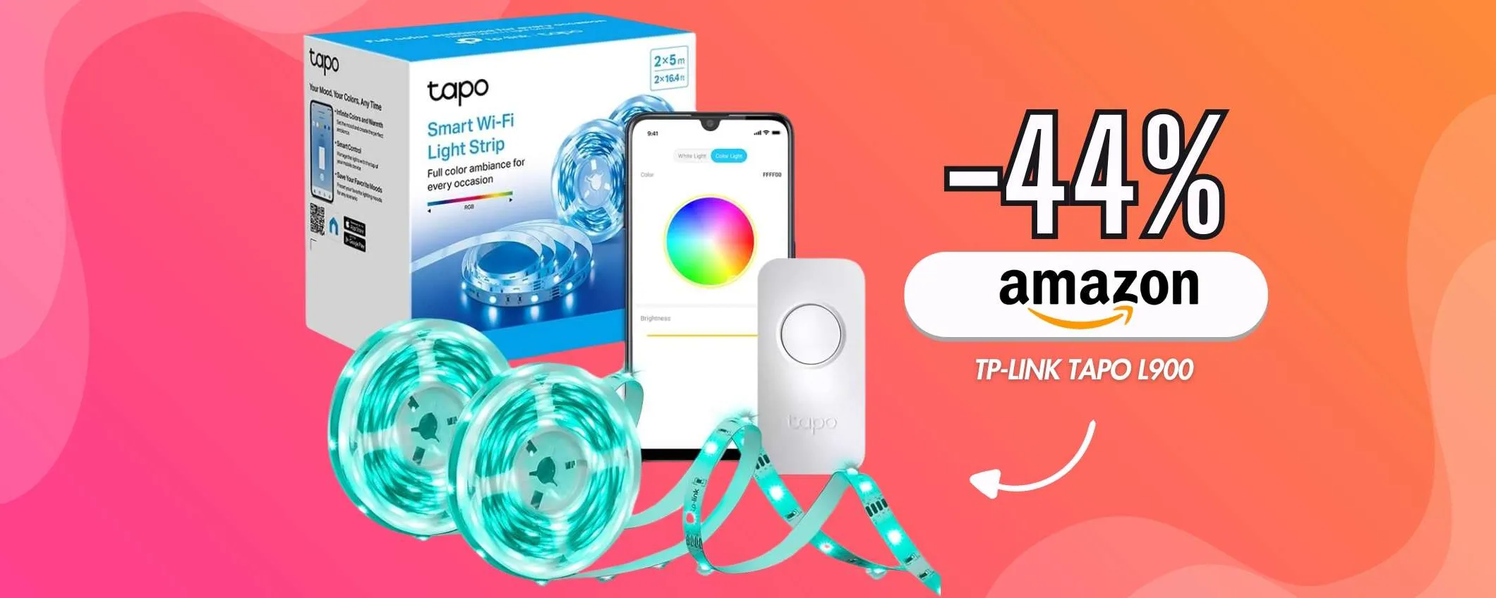 TP Link crea un'atmosfera unica con la striscia LED smart (-44% ora)