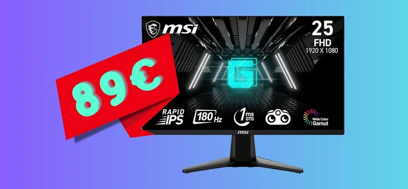 Monitor da Gaming MSI da 24,5" con refresh rate da 180Hz e risposta di 1ms (89€)