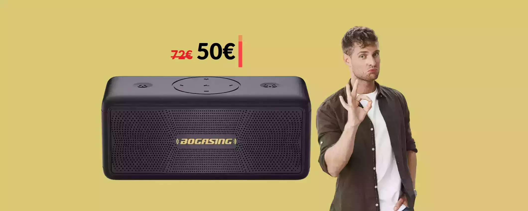 Cassa Bluetooth che dura oltre un giorno: bastano 50€ con 2 sconti