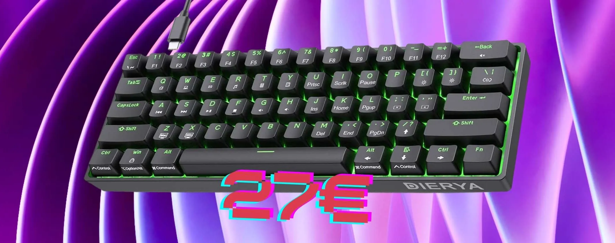 Tastiera da gaming meccanica ultra compatta con tasti anti-ghosting a soli 27€
