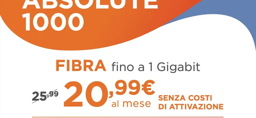 WINDTRE: Absolute Fibra senza Modem da 16,99€