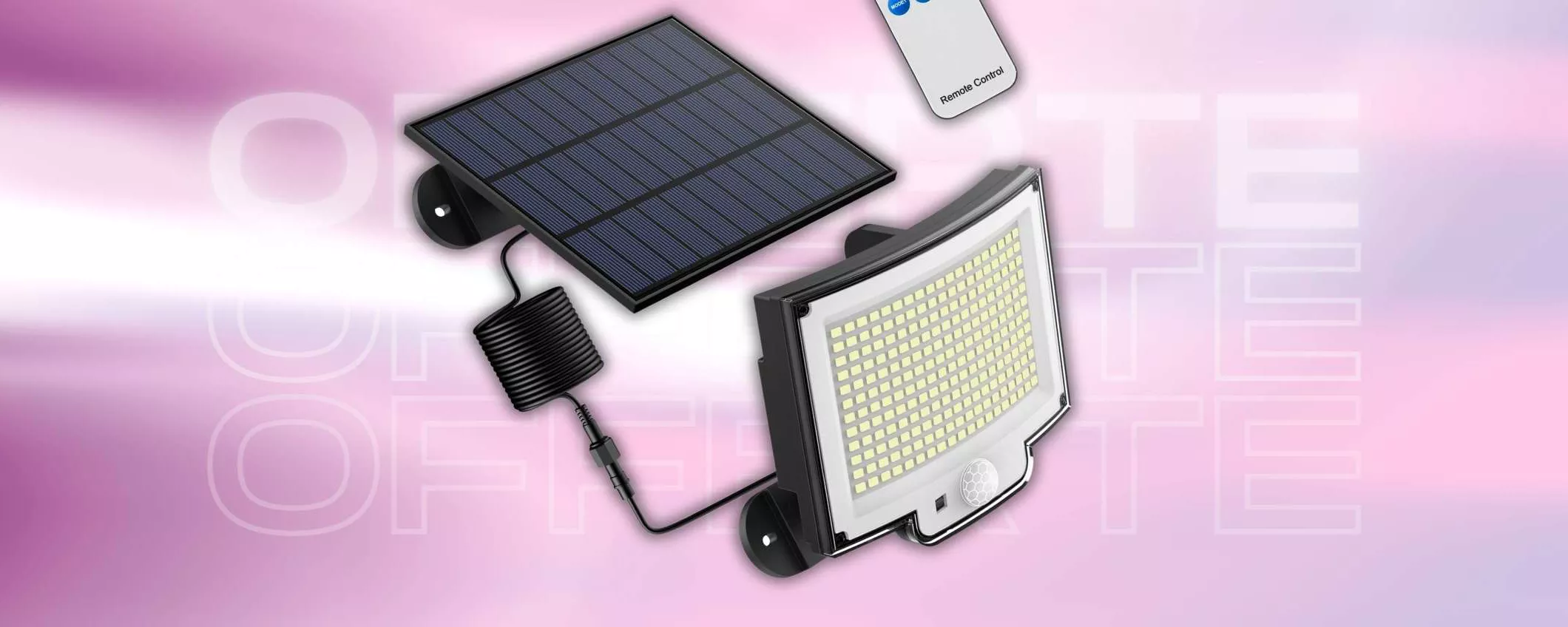 Luce Solare con Sensore di Movimento [228LED/3Modes] Luci Solari da Esterno  con Telecomando, IP65 Impermeabile Lampade Solari con Estensore da 5M