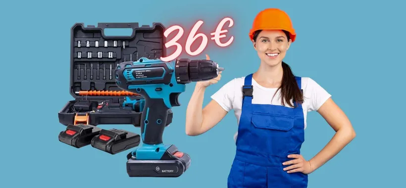 OFFERTA fuori di TESTA su eBay: trapano avvitatore con 2 batterie a 36€
